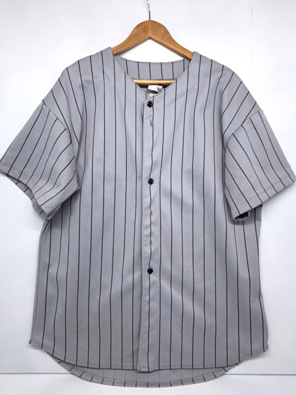 Vintage 1990s BIKE Pin Stripped Softball Baseball Jersey Gray USA Made Size XL